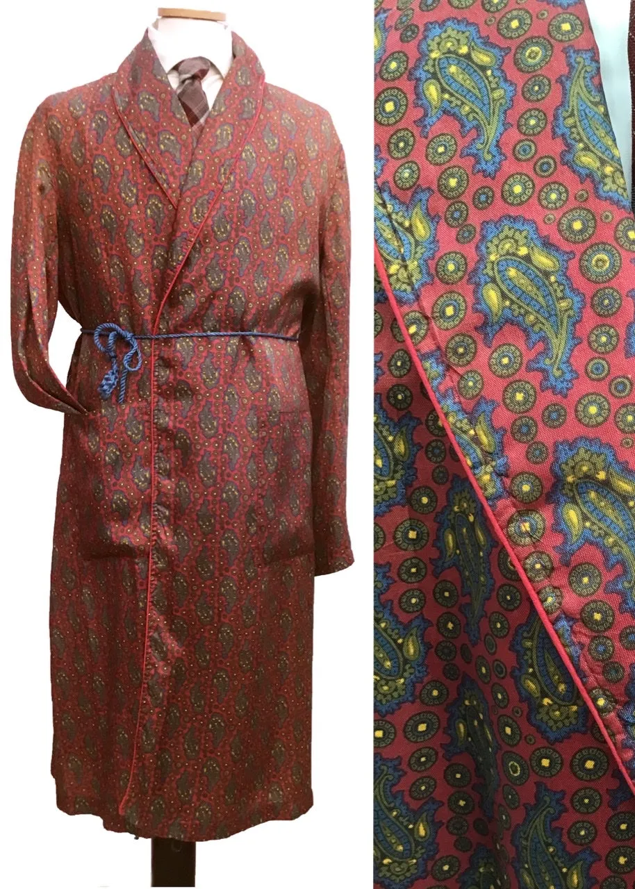 1960s Red Paisley Robe Dressing Gown