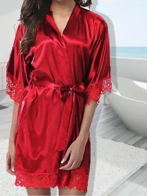1pc Women Spa Robe, Bridal Bridesmaid Bathrobe, Sleepwear With Belt & T-Back