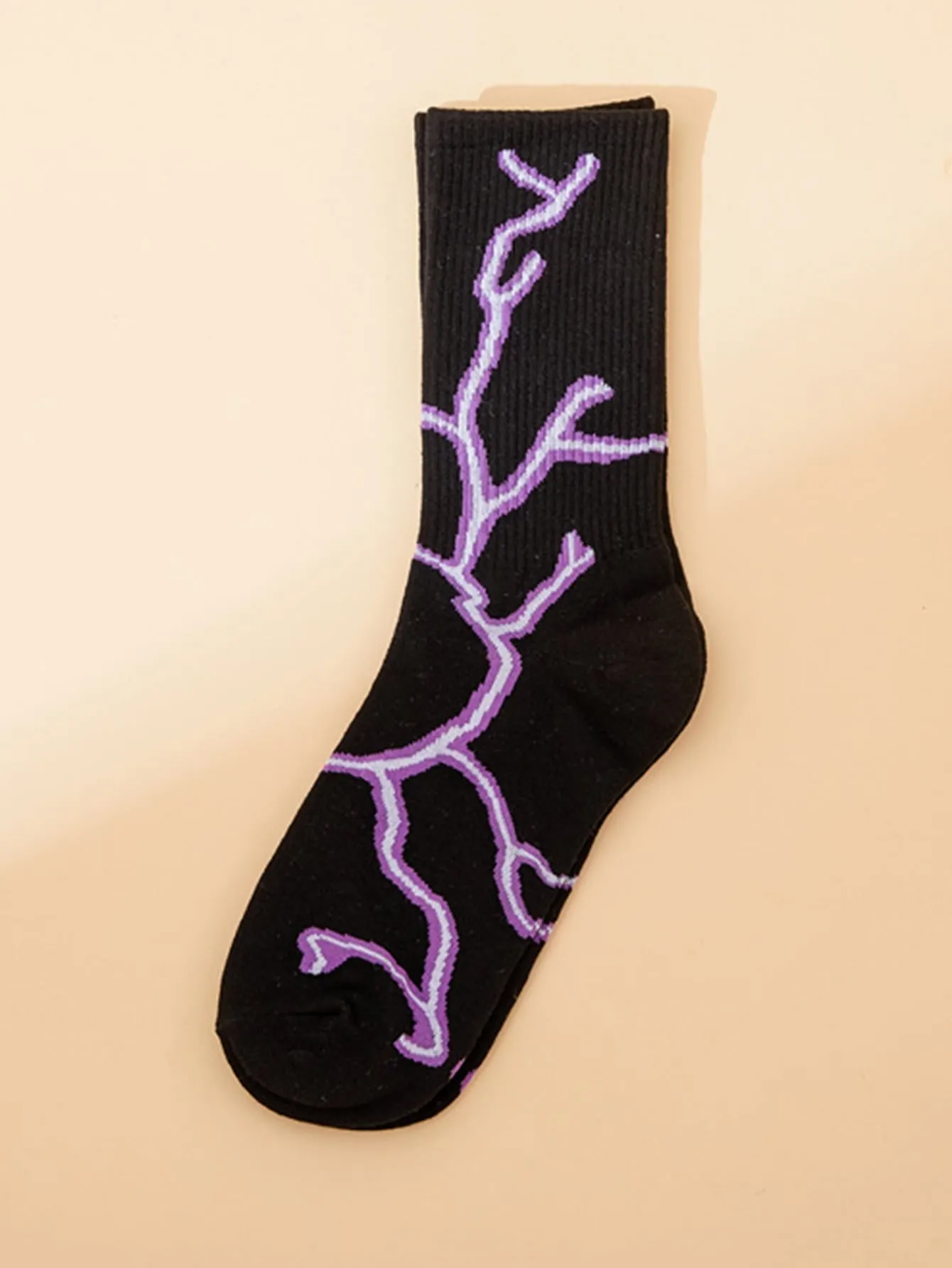 2pairs Lightning Pattern Crew Socks Silly Socks for Women Funky Socks Funny