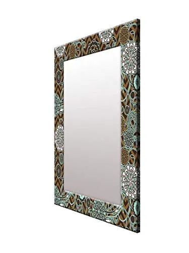 999STORE Floor Mirror Brown Abstract wash Basin for Living Room Mirror (Mirror_20X30 Inch)
