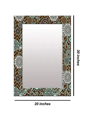999STORE Floor Mirror Brown Abstract wash Basin for Living Room Mirror (Mirror_20X30 Inch)