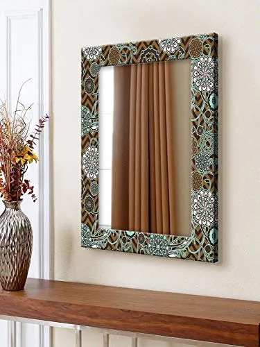 999STORE Floor Mirror Brown Abstract wash Basin for Living Room Mirror (Mirror_20X30 Inch)