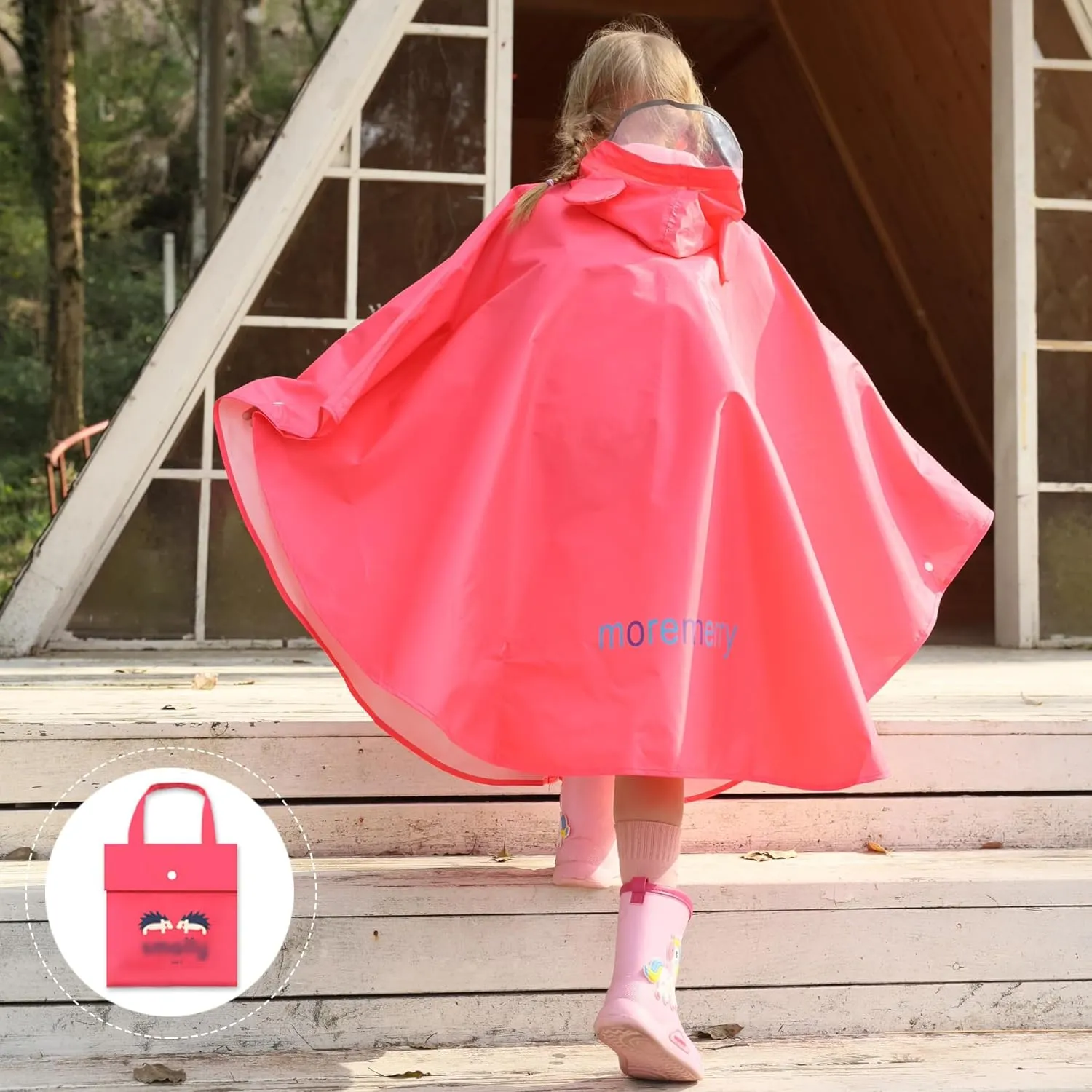 AIWUHE Kids Rain Poncho Cartoon Raincoat Jacket Cute Rain Coat Toddler Boys Girls Rain Cape Light Waterproof Hoodie Outwear