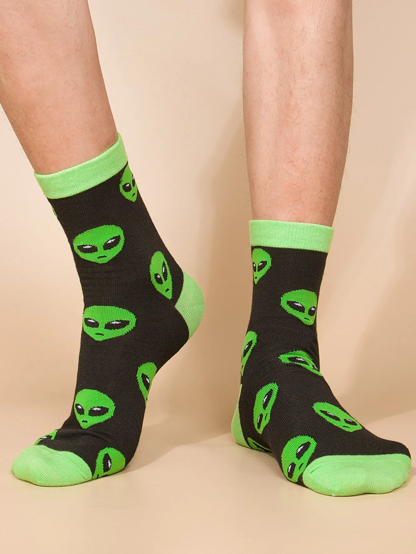Alien Print Crew Socks Funny Socks for Men Novelty Socks Funky Socks Gift for