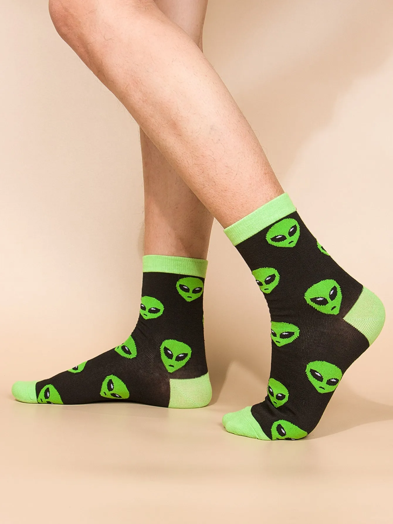 Alien Print Crew Socks Funny Socks for Men Novelty Socks Funky Socks Gift for