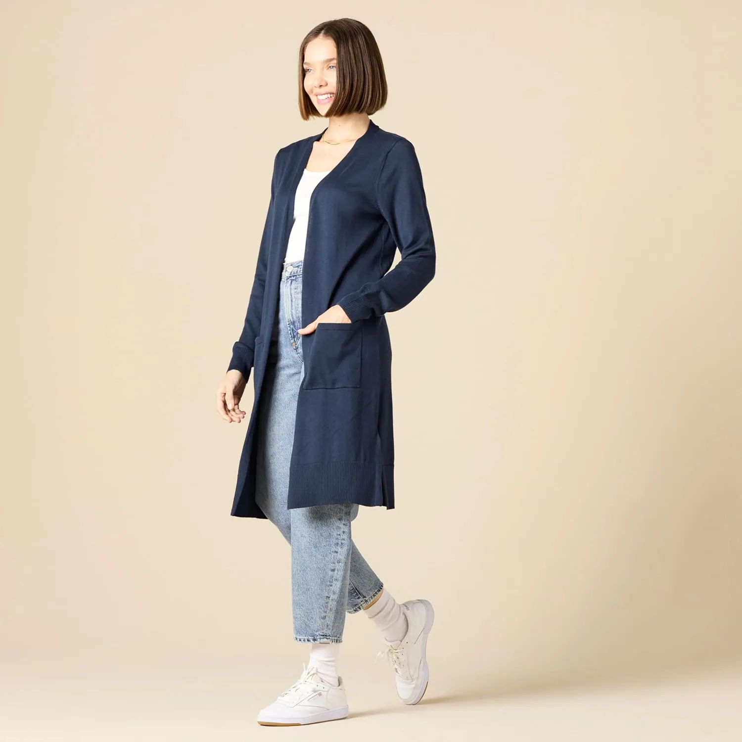 Amazon Essentials Women's Lightweight Longer Length Open-Front Long-Sleeve Cardigan Sweater (Available in Plus Size)