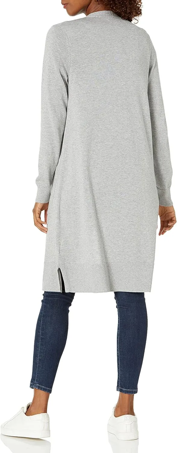 Amazon Essentials Women's Lightweight Longer Length Open-Front Long-Sleeve Cardigan Sweater (Available in Plus Size)