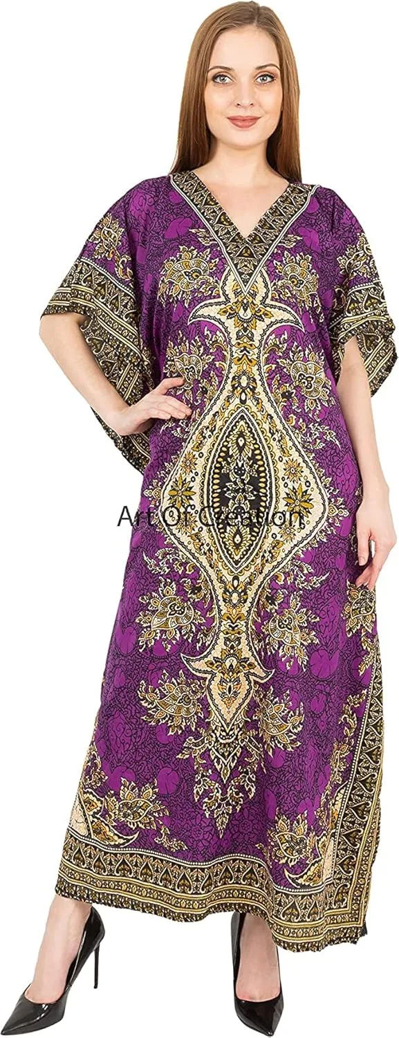 Art Of Creation Women Kaftan Dress Tunic Long Maxi Plus Size