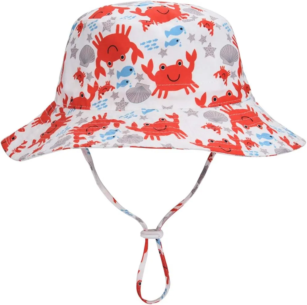 Baby Sun Hat Adjustable - Outdoor Toddler Swim Beach Pool Hat Kids UPF 50  Wide Brim Chin Strap Summer Play Hat