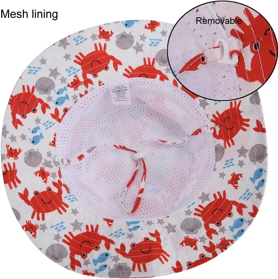 Baby Sun Hat Adjustable - Outdoor Toddler Swim Beach Pool Hat Kids UPF 50  Wide Brim Chin Strap Summer Play Hat