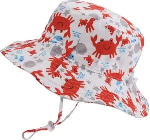 Baby Sun Hat Adjustable - Outdoor Toddler Swim Beach Pool Hat Kids UPF 50  Wide Brim Chin Strap Summer Play Hat