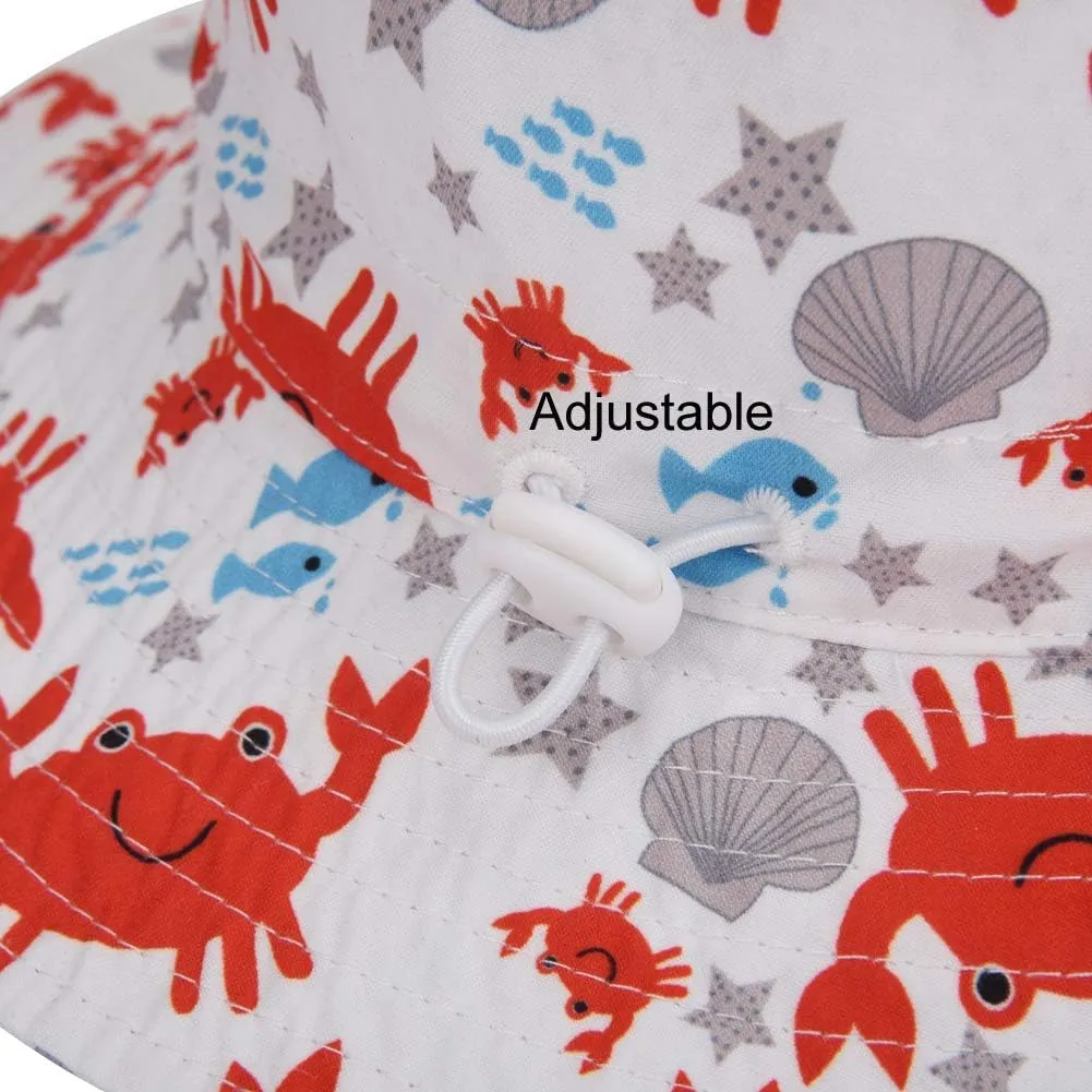 Baby Sun Hat Adjustable - Outdoor Toddler Swim Beach Pool Hat Kids UPF 50  Wide Brim Chin Strap Summer Play Hat