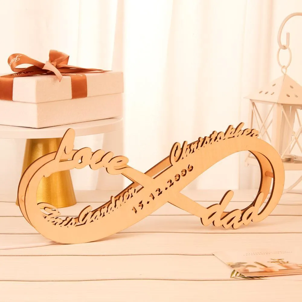 Birthday Gifts for Wife Custom Lamp Engraved Wood Nightlights Personalised Name Infinity Love