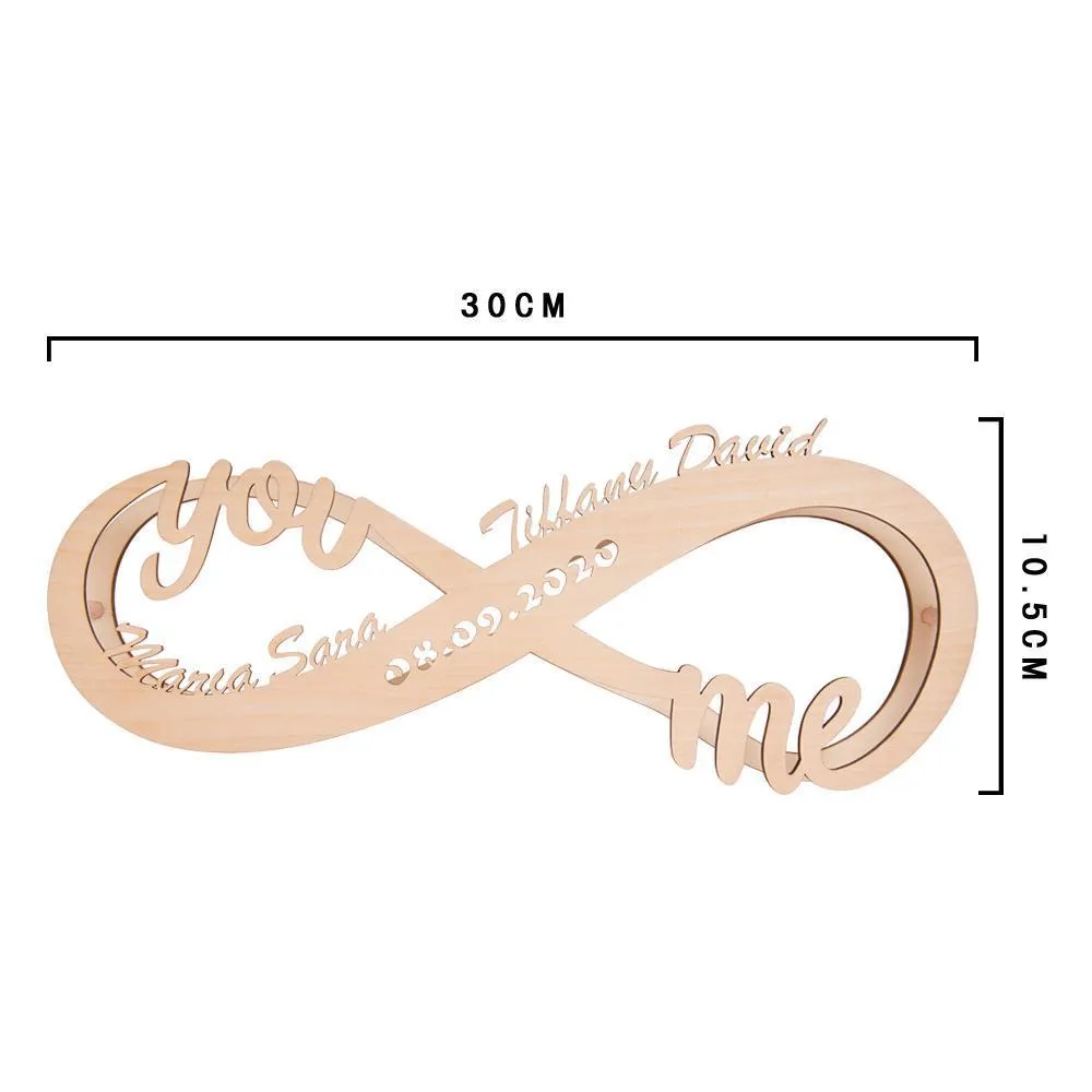 Birthday Gifts for Wife Custom Lamp Engraved Wood Nightlights Personalised Name Infinity Love