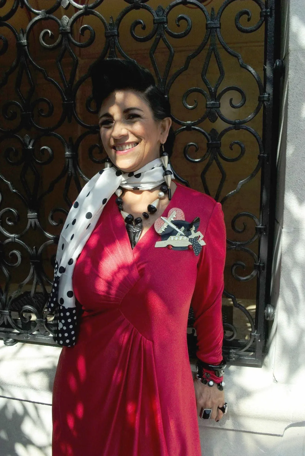 Black and White Polka Dots Scarf - Vintage Accessory with Timeless Appeal