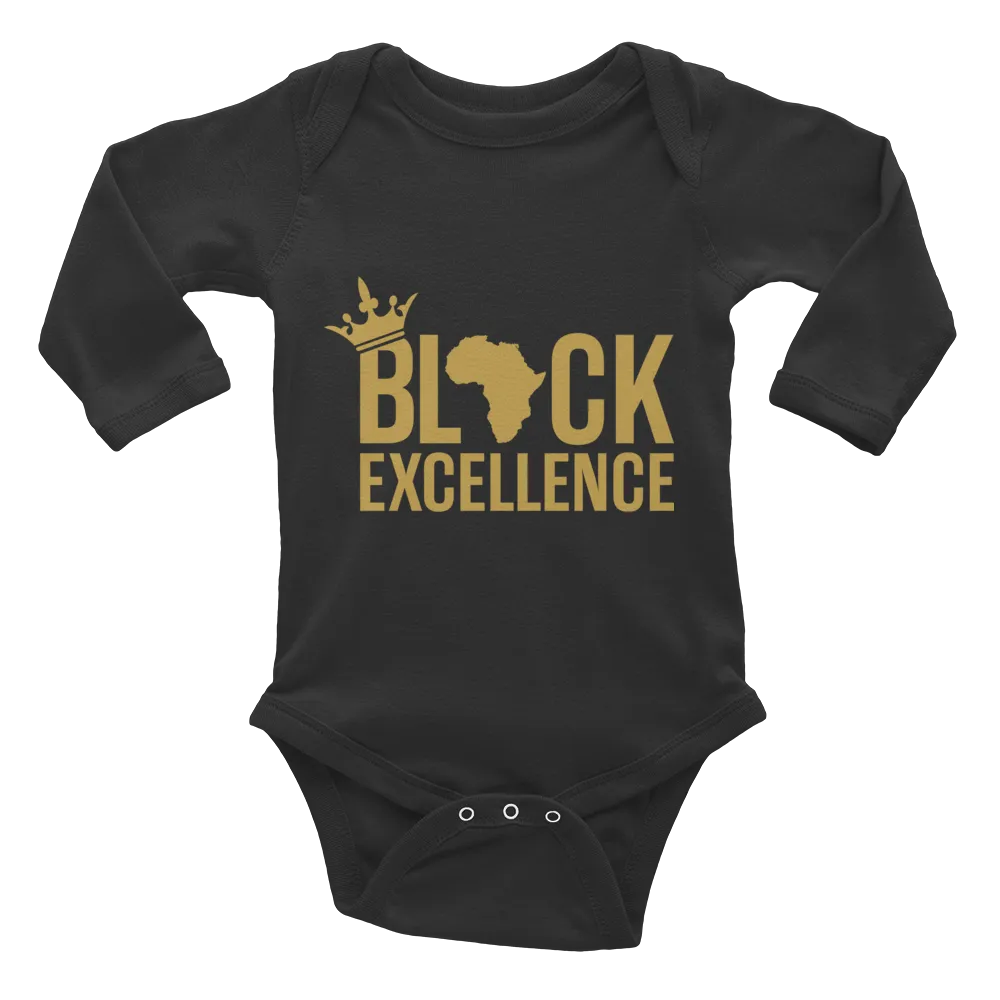Black Excellence (Gold) Infant long sleeve one-piece
