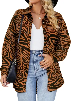 CARCOS Womens Plus Size Button Down Shirts Long Sleeve Tops Collared Blouses Shacket Jacket Winter Shirts XL-5XL
