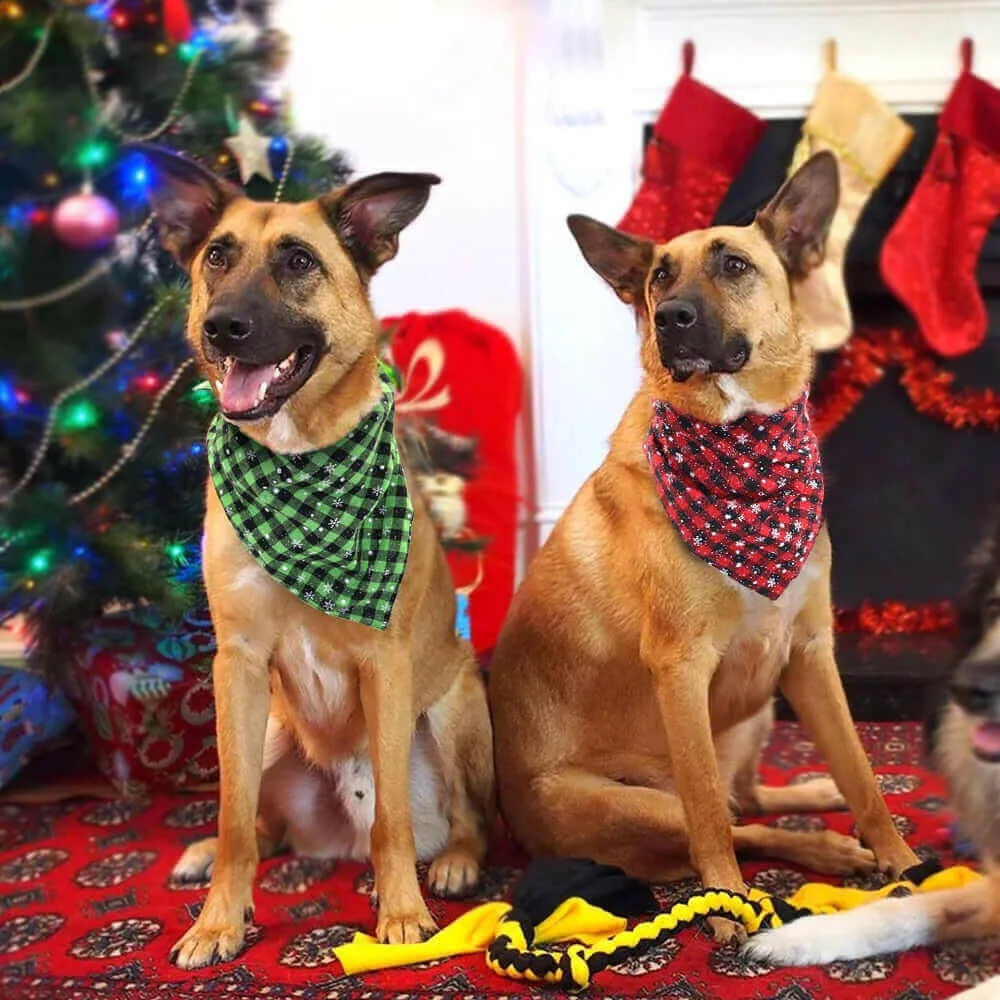 Christmas Dog Bandana Plaid Dogs Bibs Large Pet