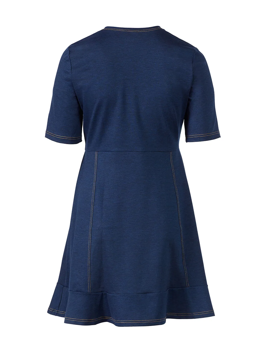Contrast Stitching Chambray Dress