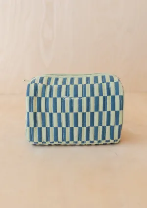 Cotton Wash Bag in Green Checkerboard
