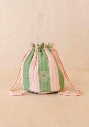 Cotton Wash Bag in Green Stripe