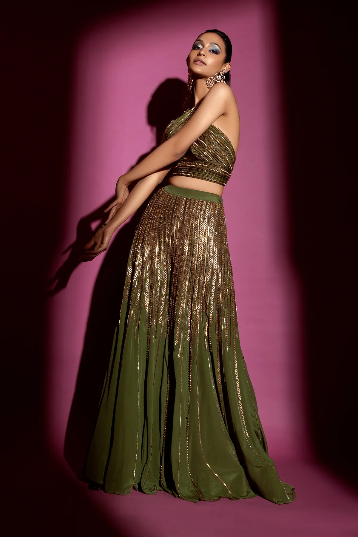 Criss-cross Top and Embroidered Sharara Set
