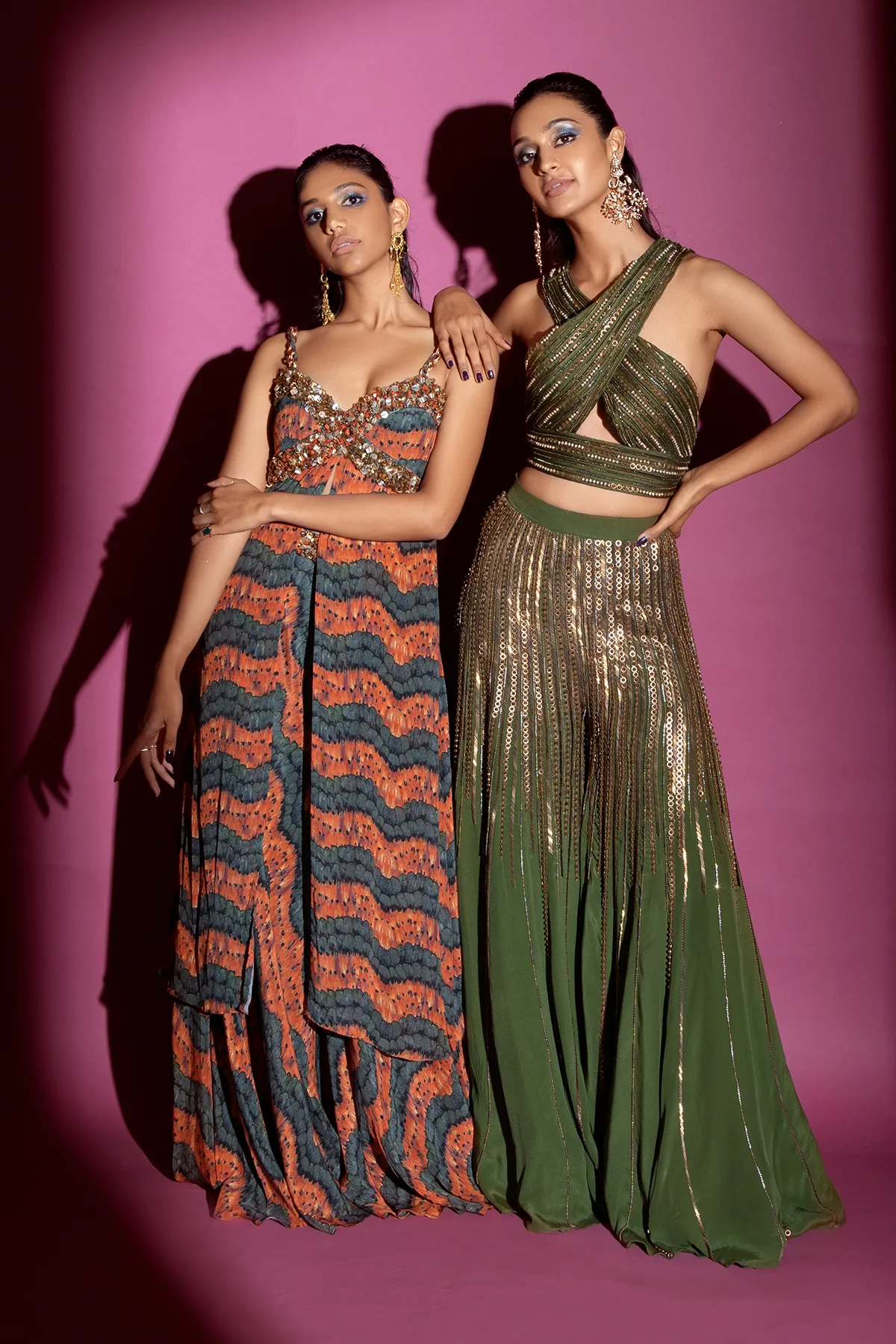Criss-cross Top and Embroidered Sharara Set