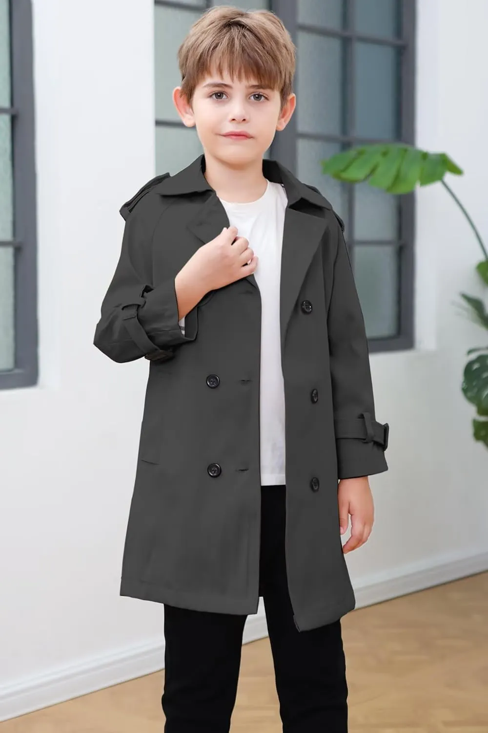 Cromoncent Kids Rain Jacket, Raincoats Lightweight Waterproof Trench Coat for Boys Girls