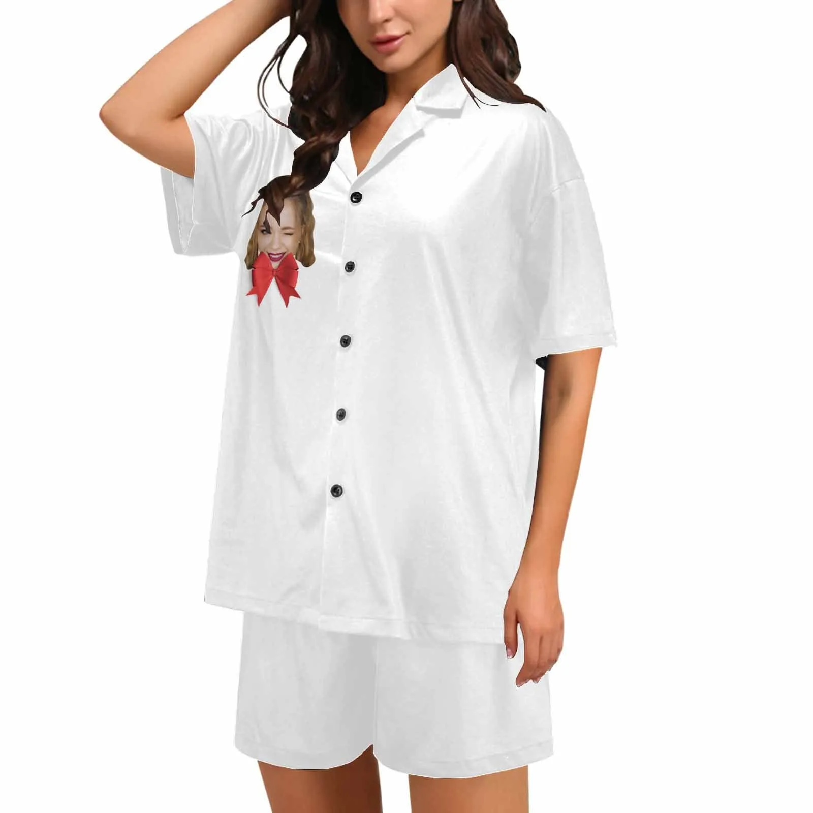 Custom Face&Name Sleepwear Pajamas Personalized Bride Women's V-Neck Short Pajama Set Wedding Party bridesmaids Pjs Set