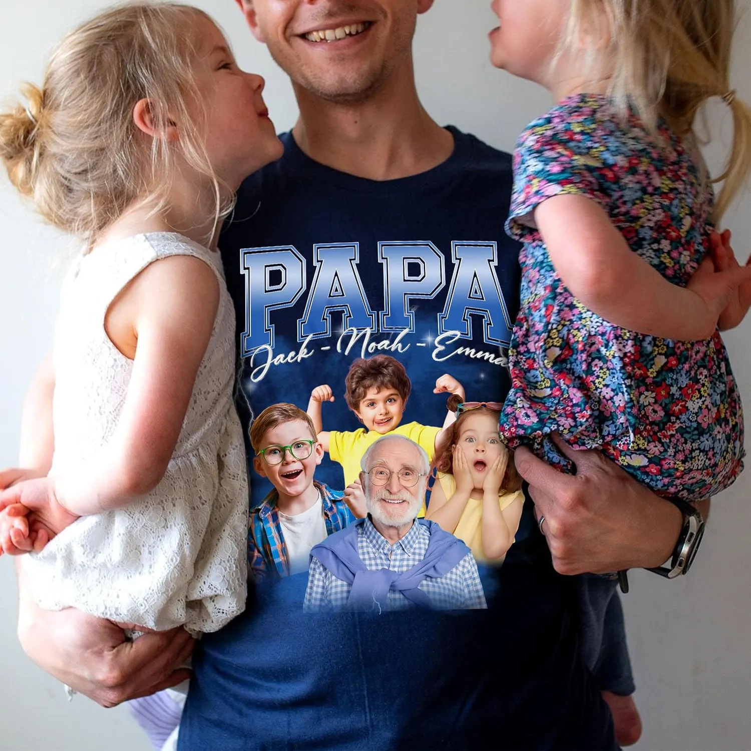 Customized Dad Shirt with Photos, Personalized Dad Shirt with Kids Names, for Dad Grandpa Papa