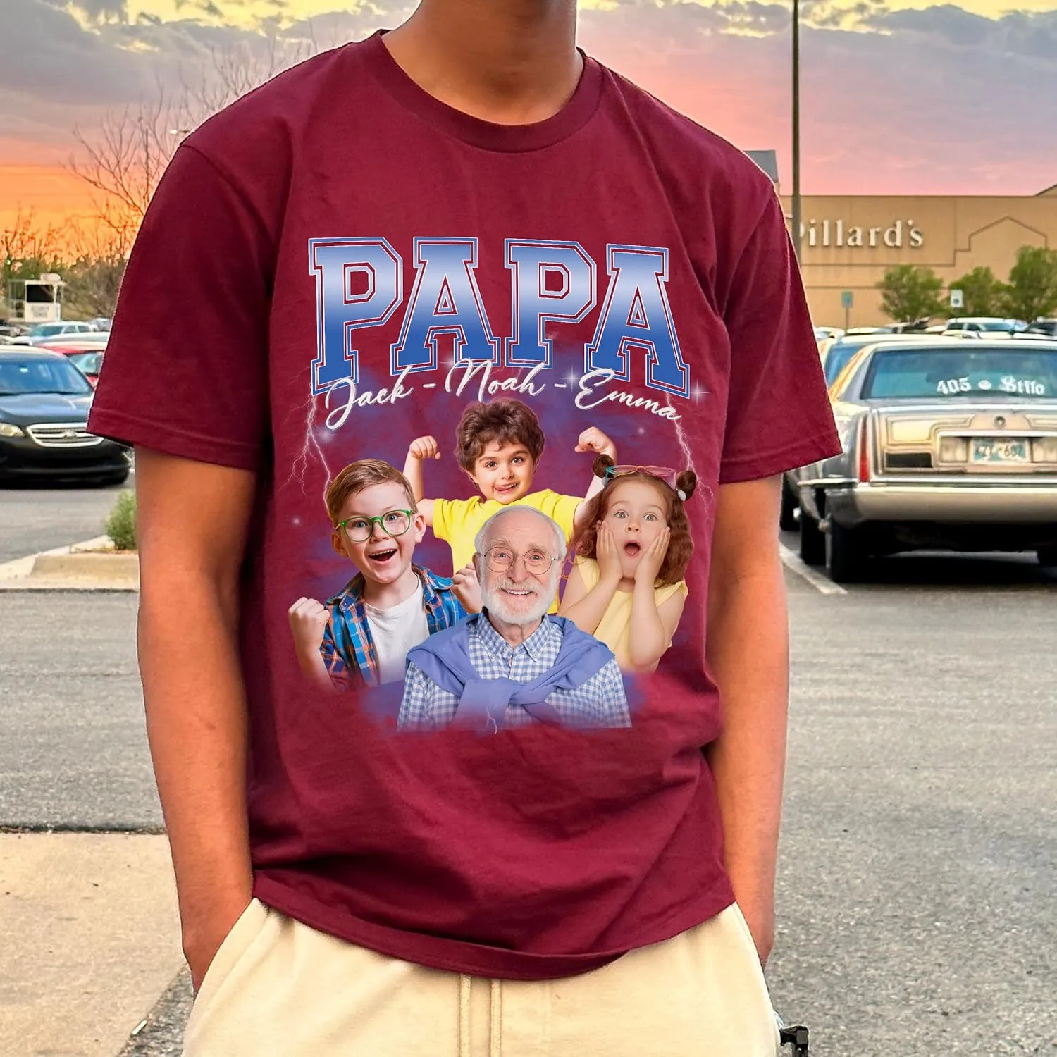 Customized Dad Shirt with Photos, Personalized Dad Shirt with Kids Names, for Dad Grandpa Papa