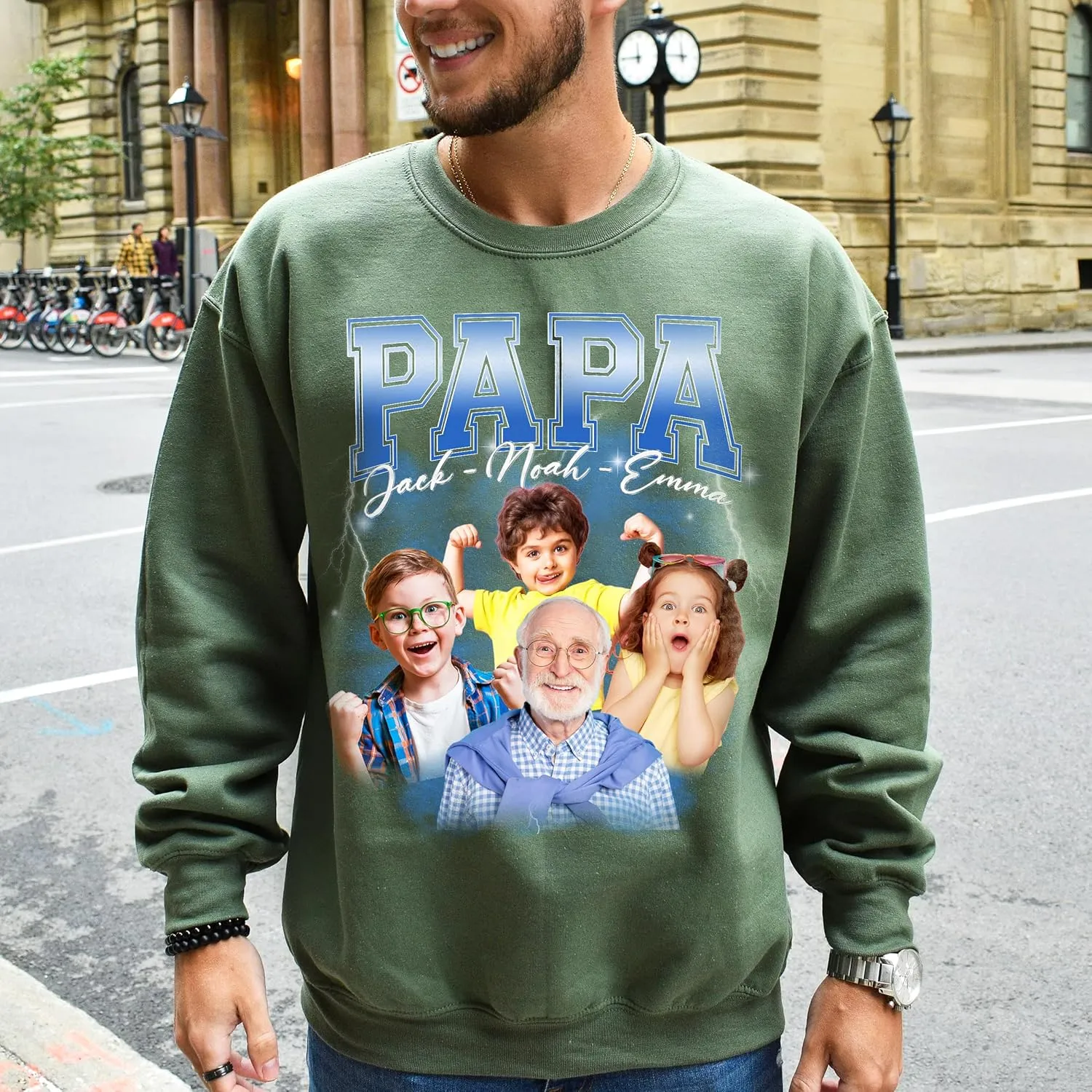 Customized Dad Shirt with Photos, Personalized Dad Shirt with Kids Names, for Dad Grandpa Papa