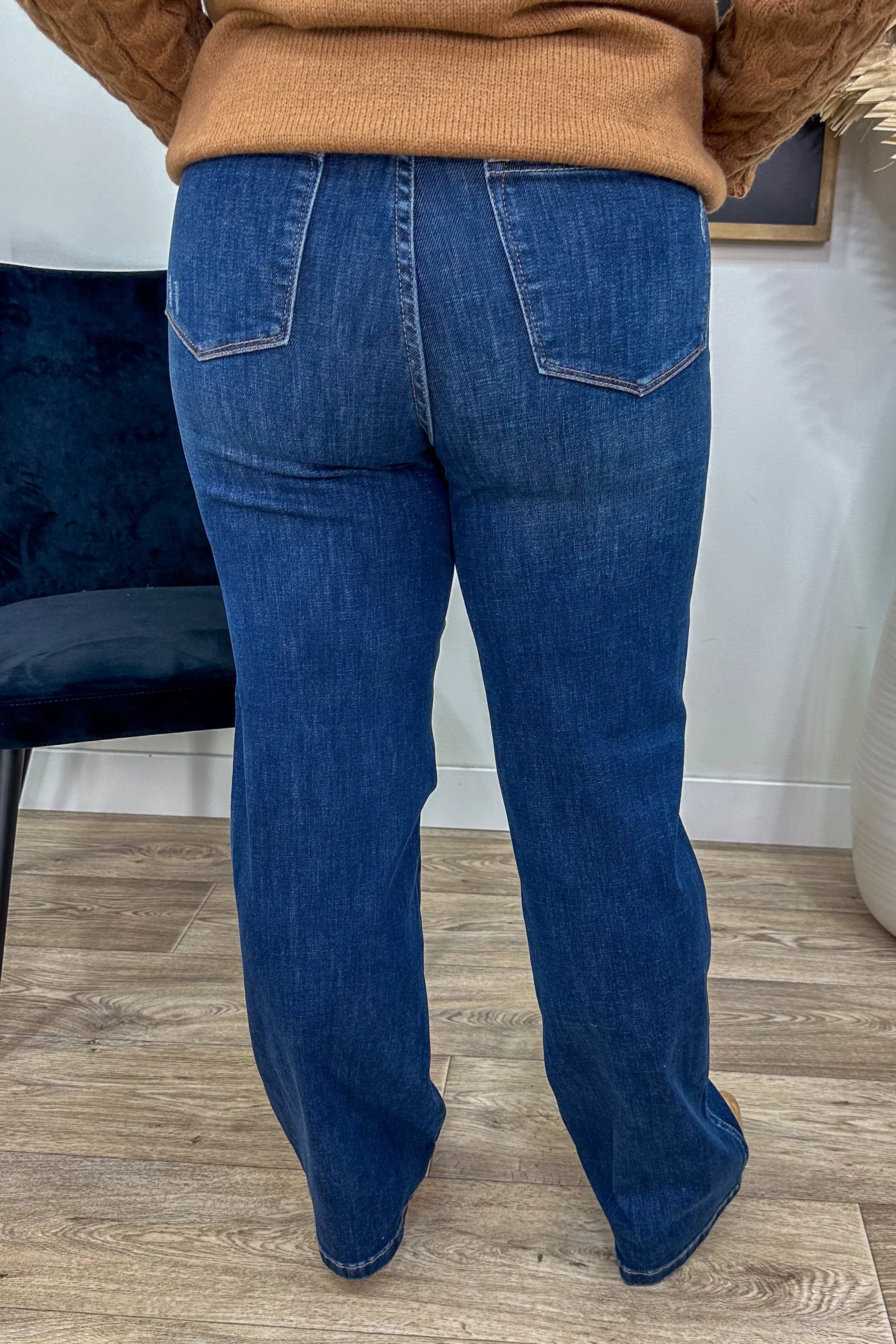 Dark Wide Leg Tummy Control Jean