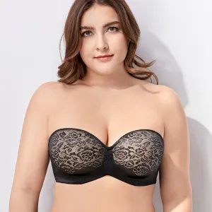 Elastic Webbing Band Contour Foam Black Floral Lace Bra