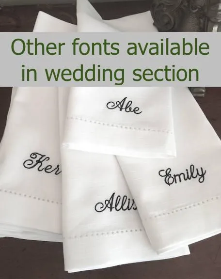 Embroidered Name Napkins, Set of 4 script names napkins