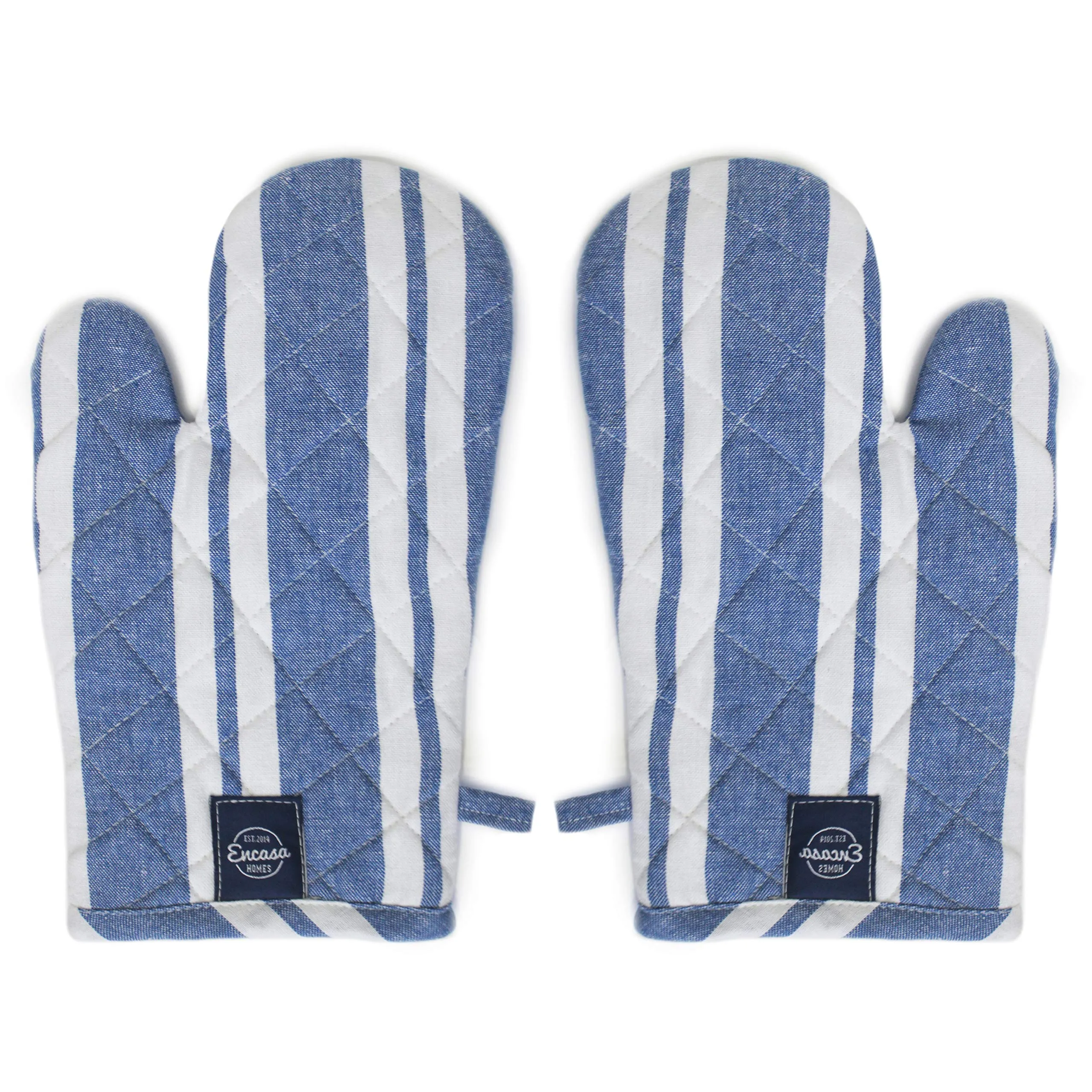 Encasa Homes Extra Long 35 cm Microwave Oven Gloves Mitts (2 pcs) for Kitchen Cooking - Daisy Grey - Heat Resistant, Thick & Safe, Protection of Hands from Hot Utensils, Gas Flame, Grill, Barbecue