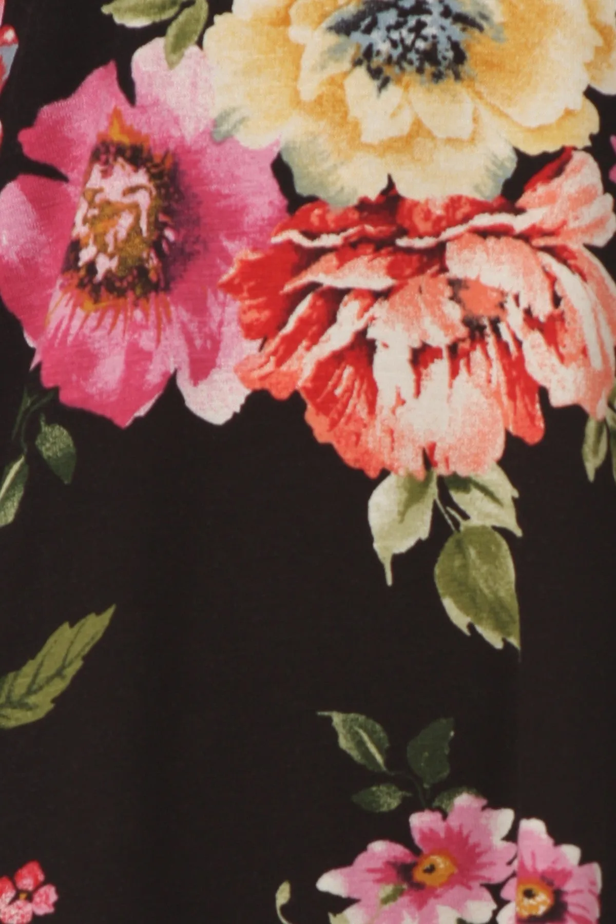 Floral print with contrast 3/4 striped sleeves.