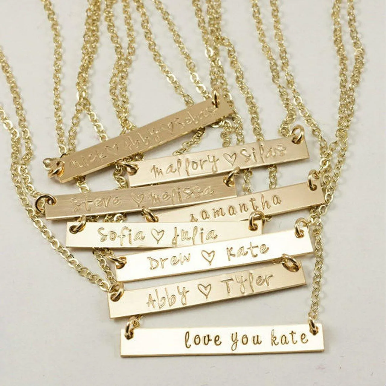 Gold Bar Name Necklace
