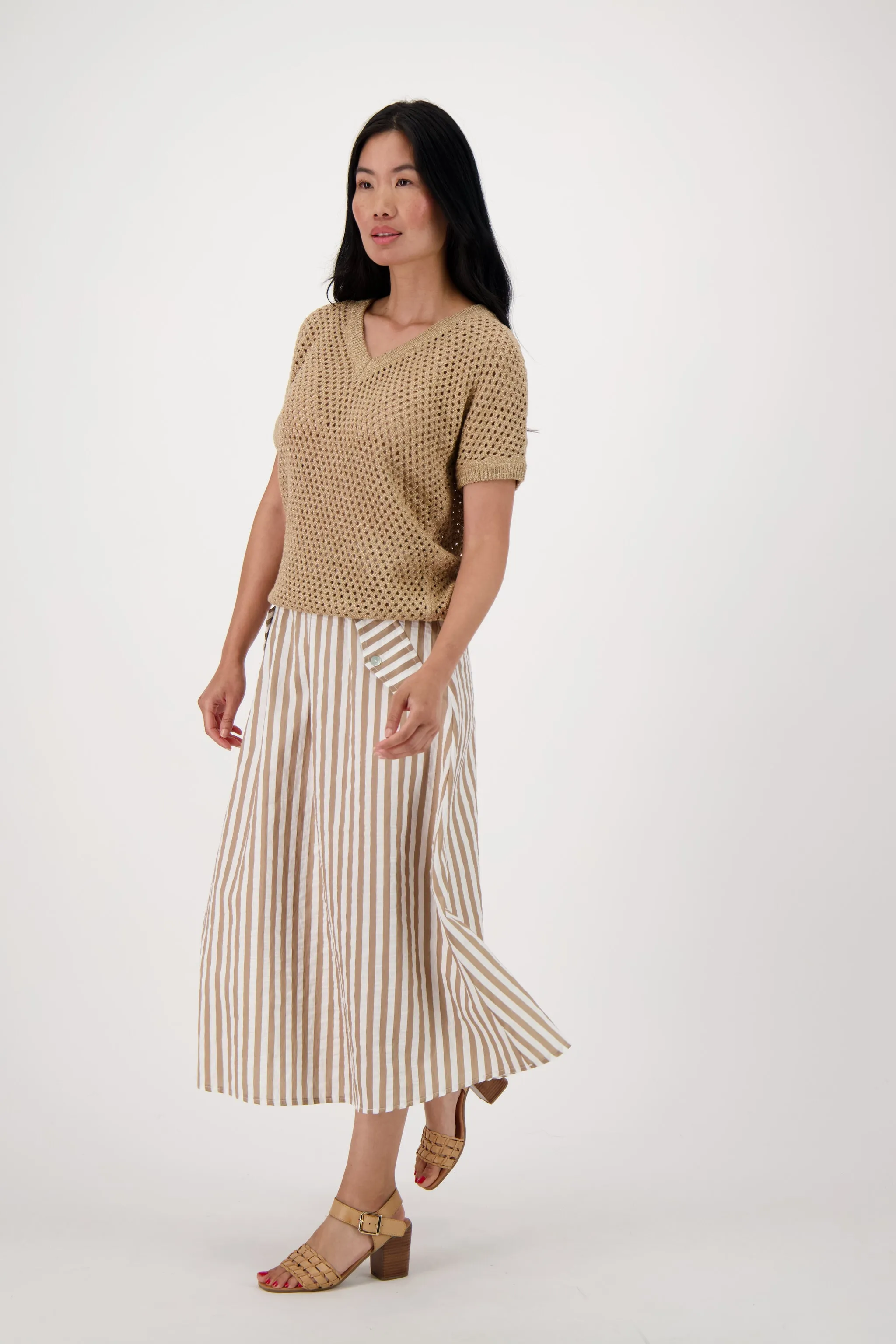 Gold Lurex Stripe Utility Skirt