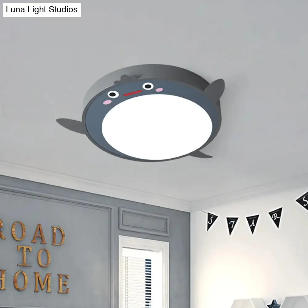 Gray Cartoon Animals Acrylic Flush Light: LED Close to Ceiling Fixture for Bedroom