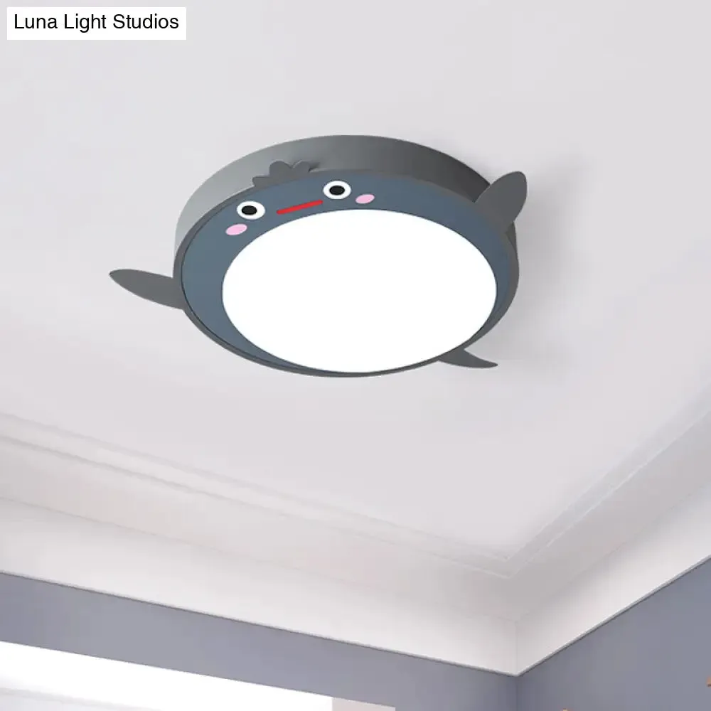 Gray Cartoon Animals Acrylic Flush Light: LED Close to Ceiling Fixture for Bedroom