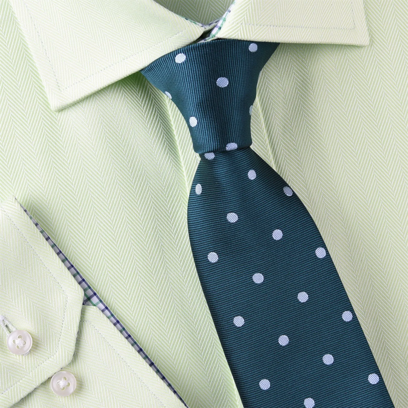 Green Teal Luxury Polka Dots Skinny Woven Tie 3"