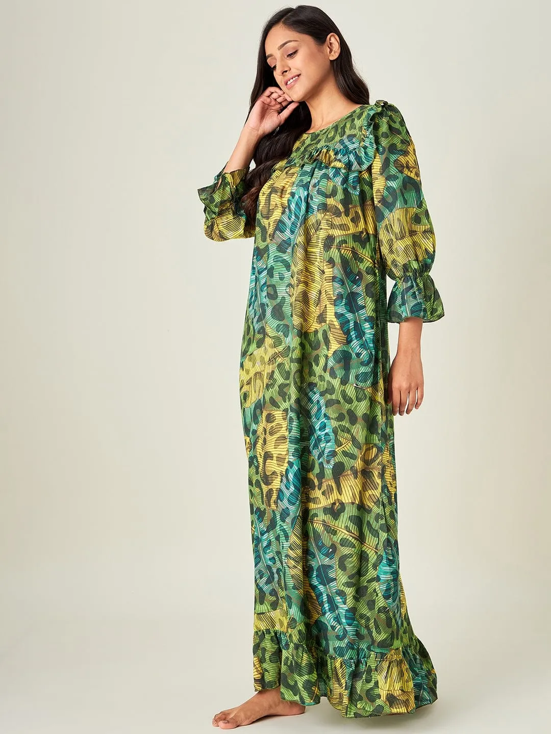 Green Tropica Animal Night dress