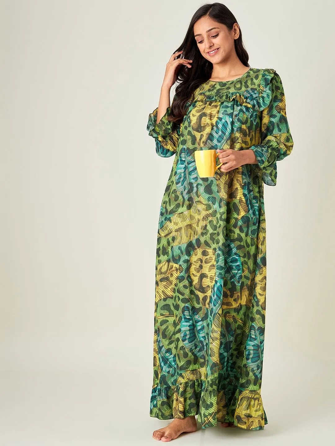 Green Tropica Animal Night dress
