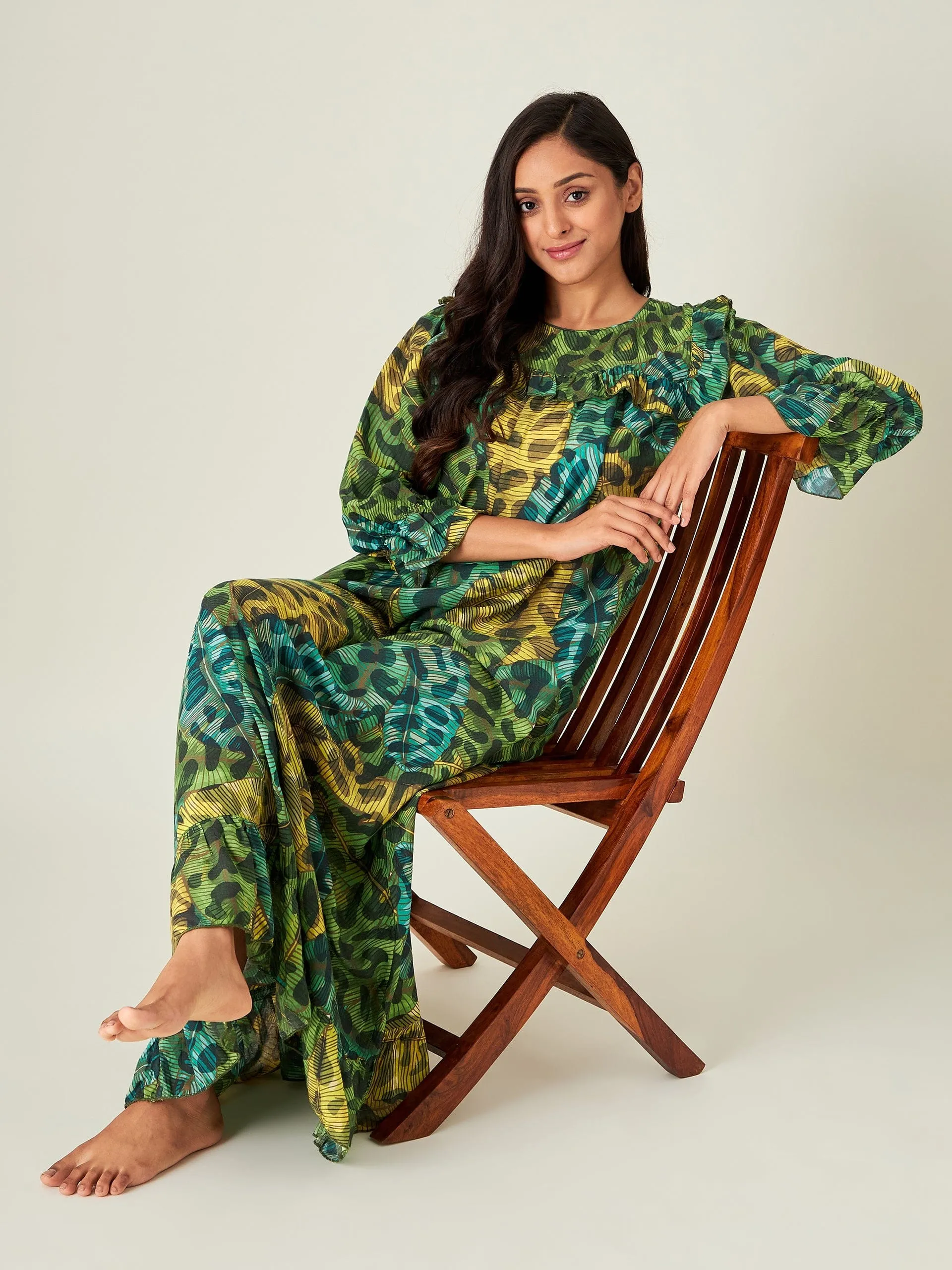 Green Tropica Animal Night dress