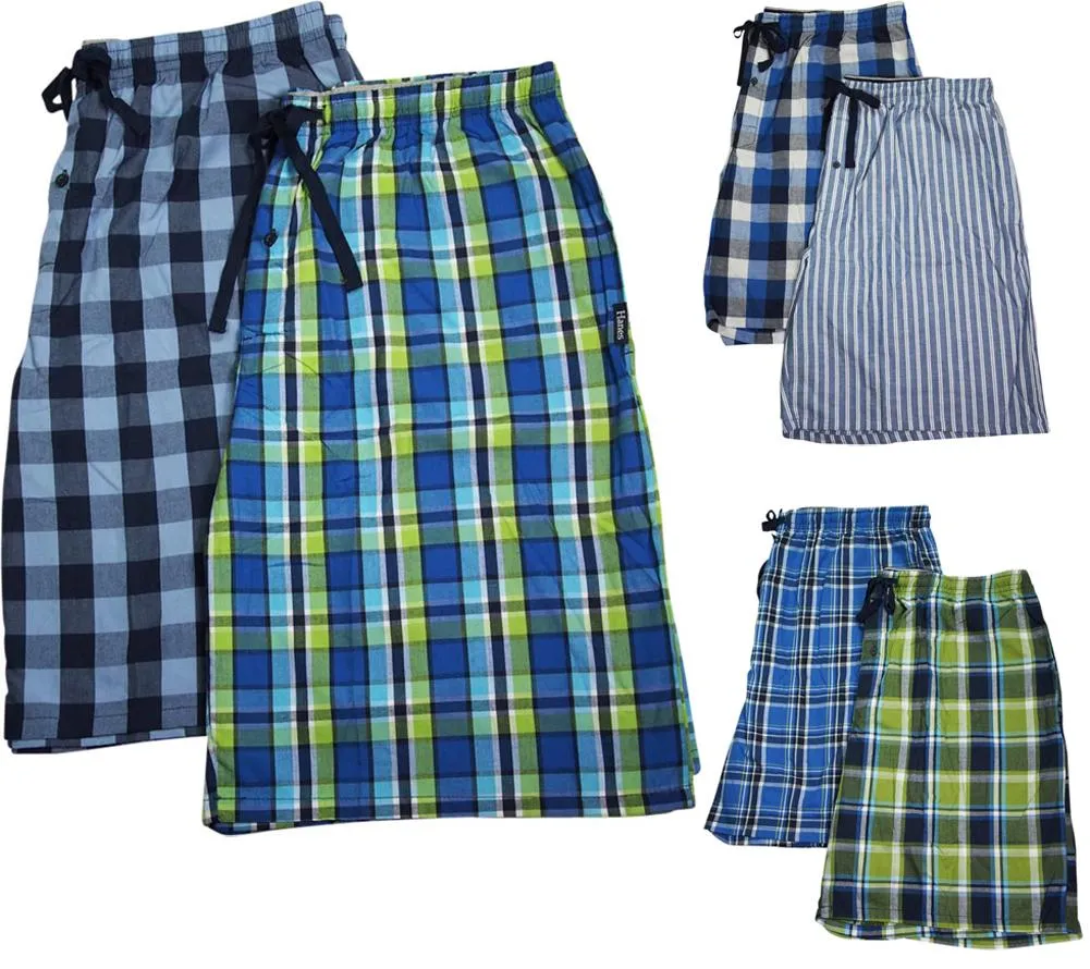 Hanes Big and Tall Mens Tagless 2 Pack Woven Sleep Pajama Shorts, 39895