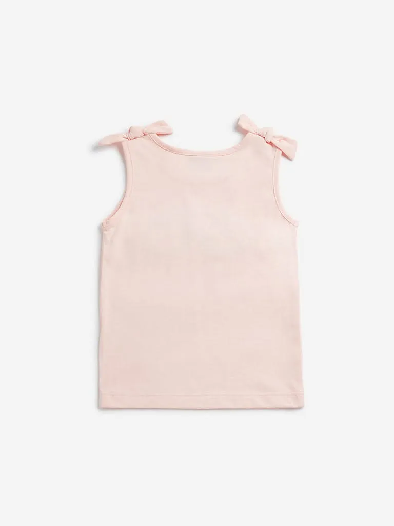 HOP Kids Peach Sunglass Printed T-Shirt