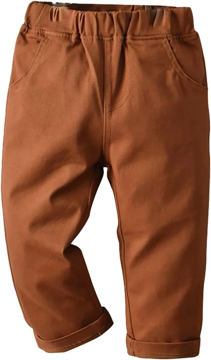 Kaerm Toddler Boys Girls Uniform Pull On Cargo Pants Joggers Sweatpants Elastic Leggings with Pockets