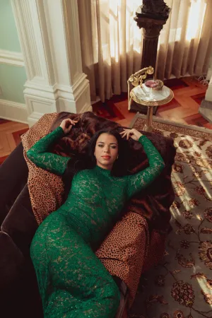 LACE EMERALD MAXI DRESS