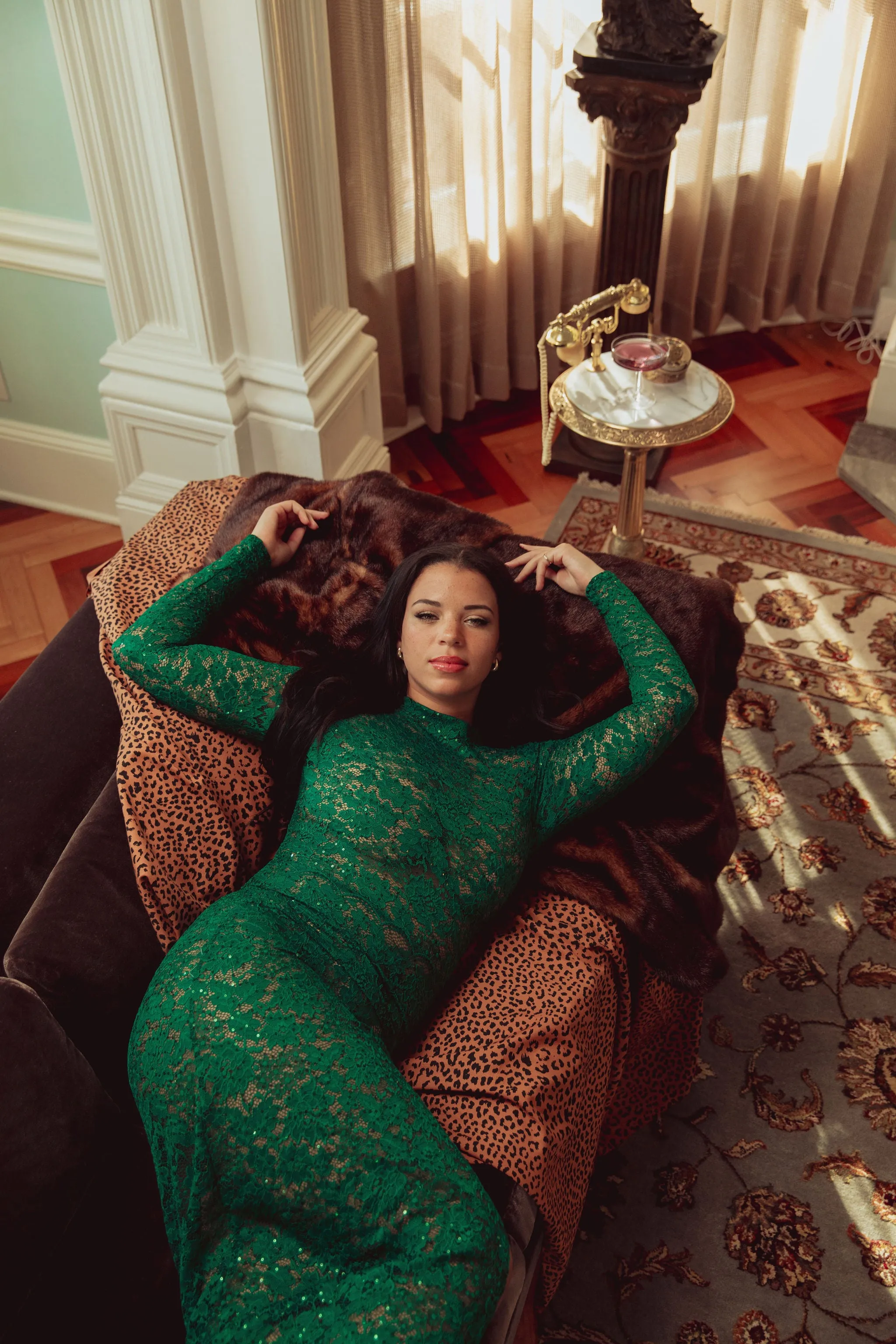 LACE EMERALD MAXI DRESS